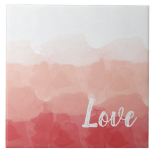 Carreau Amour à l'aquarelle rose