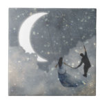 Carreau Amour céleste<br><div class="desc">Celestial Love I de Victoria Borges. Comprend deux individus qui se balancent entre la lune et les étoiles.</div>
