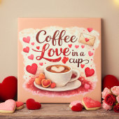 Carreau Amour de café dans une tasse Saint-Valentin Brun d