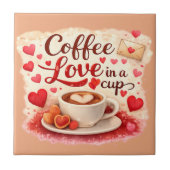 Carreau Amour de café dans une tasse Saint-Valentin Brun d (Devant)