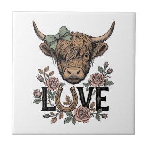 Carreau Amour de vache des Highlands Fleur vintage fer à c