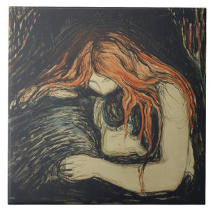 Carreau Amour et douleur (Le Vampire) (par Edvard Munch)
