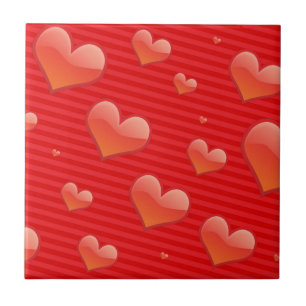 Carreau Amour pour toujours, cœurs de design rouge,