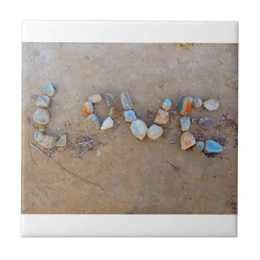 Carreau Amour sur la tuile d'été de plage (Devant)