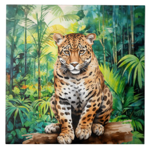 Carreau Amoureux cool de léopards de la jungle