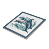 Carreau Amoureux de dauphins de plage mignons (Côté)