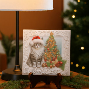 Carreau Amoureux des chats Noël en relief