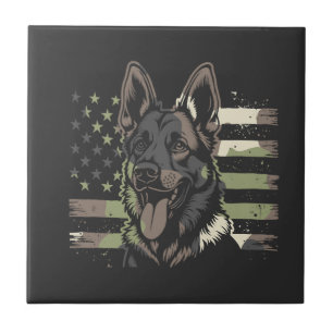 Carreau Amoureux du Berger Allemand USA Drapeau Américain