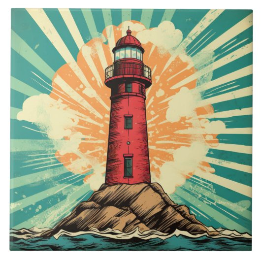 Carreau Amoureux du phare de la plage cool (Devant)
