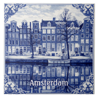 Carreau Amsterdam canal Delft Blue style Ceramic Tile
