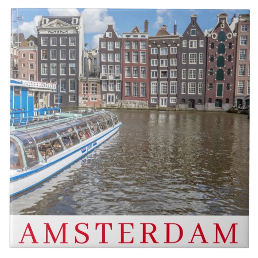 Carreau Amsterdam canal maisons vue céramique (Devant)