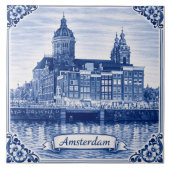 Carreau Amsterdam Delft Blue style ceramic tile (Devant)