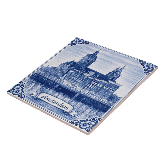 Carreau Amsterdam Delft Blue style ceramic tile (Côté)