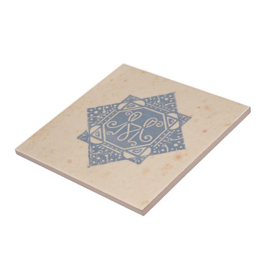 Carreau Amsterdam Design Bleu Beige (Côté)