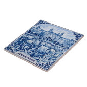 Carreau Amsterdam tulips Delft Blue style tile (Côté)