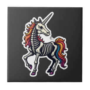 Carreau Amusant Cos de licorne de squelette pour amoureux