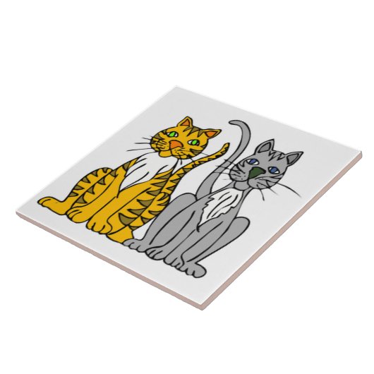 Carreau Amusant Cute Alley Chats Animaux caricaturaux Anim (Côté)