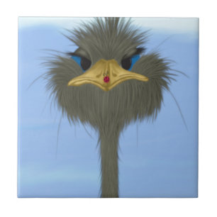 Carreau Amusant Ostrich George Et Mignonne Ladybug