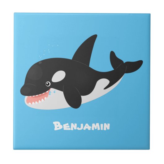 Carreau Amusante baleine orque mignonne dessin animé (Devant)