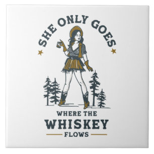 Carreau Amusante cowgirl western vintage amatrice de whisk