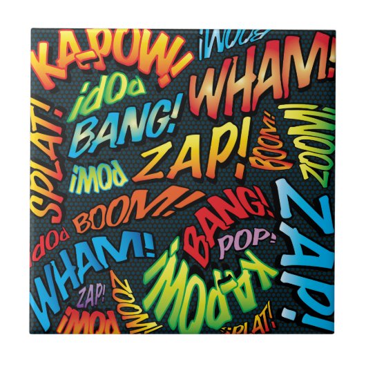Carreau Amusants Sons de Bande Dessinée Rétro Pop Art (Devant)