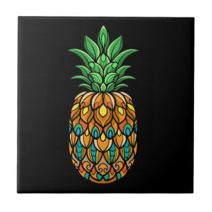 Carreau ananas coloré-fruit-mandala-arts-isolé