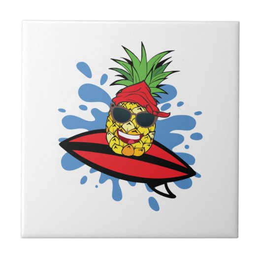 Carreau Ananas de surf drôle (Devant)