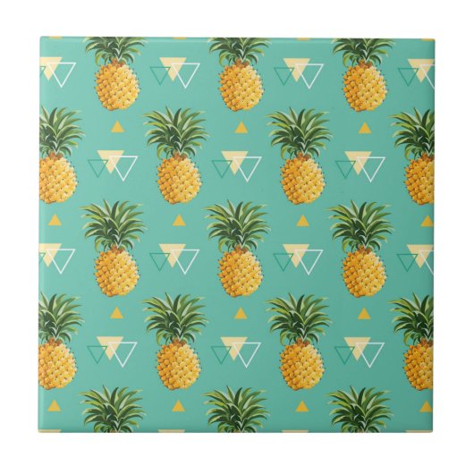 Carreau Ananas lumineux sur le motif géométrique (Devant)
