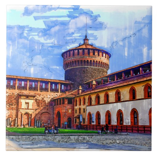 Carreau Ancien château médiéval de Sforza, Milan, Italie. (Devant)