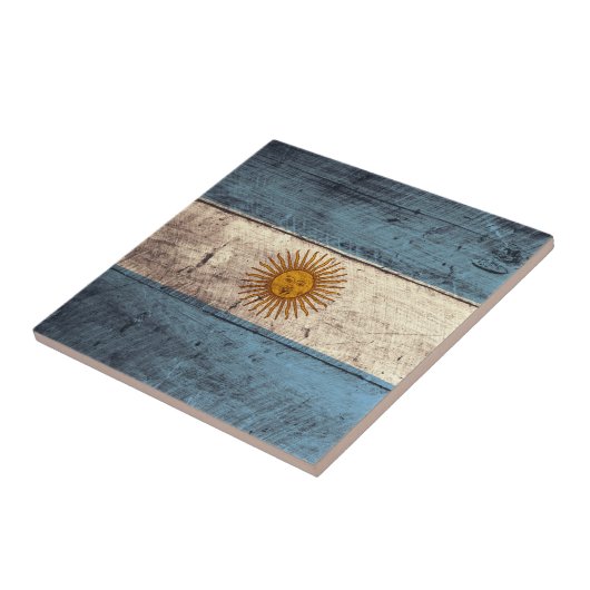 Carreau Ancien drapeau argentin en bois ; (Côté)