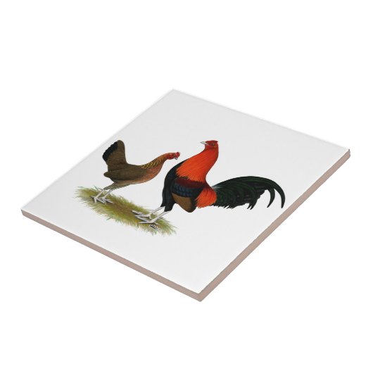 Carreau Ancien jeu anglais Bantams :  Paire rouge BB (Côté)