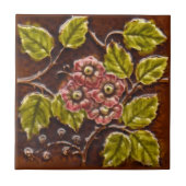 Carreau Ancien Majolica Floral Tile Repro de l'époque vict (Devant)