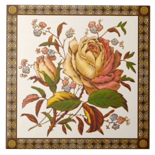 Carreau Ancien module de transfert de Rose victorien Repro (Devant)