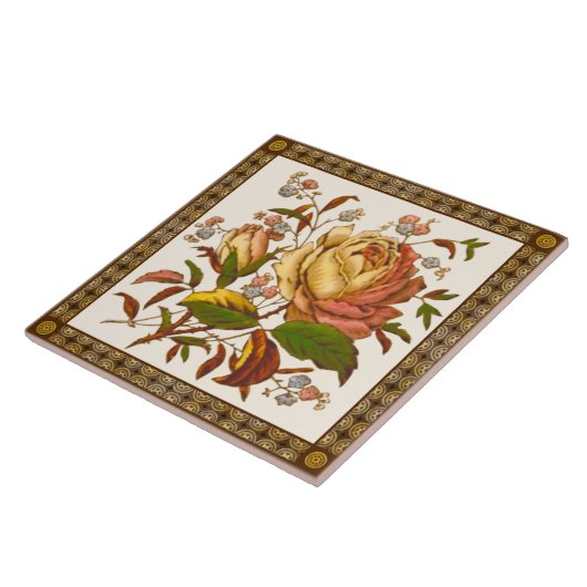 Carreau Ancien module de transfert de Rose victorien Repro (Côté)