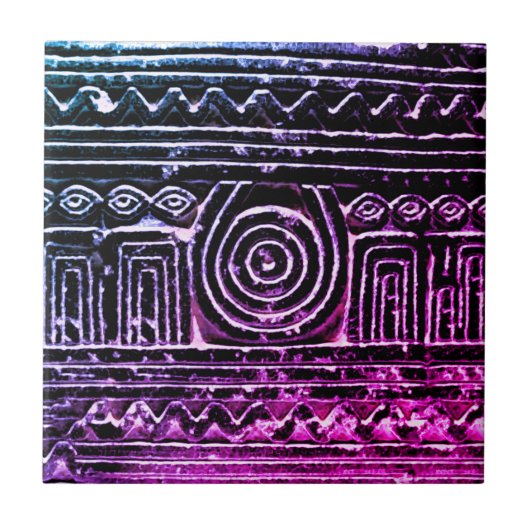 Carreau Ancien Motif mésopotamien sumérien violet (Devant)