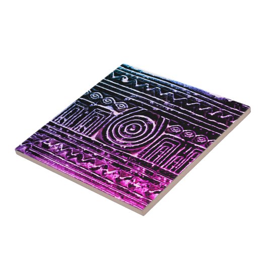 Carreau Ancien Motif mésopotamien sumérien violet (Côté)