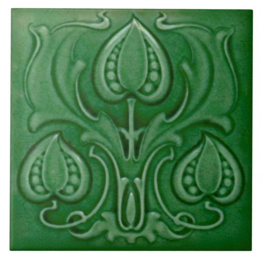 Carreau Ancien quartier Art nouveau Green Majolica Repro (Devant)