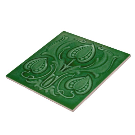 Carreau Ancien quartier Art nouveau Green Majolica Repro (Côté)