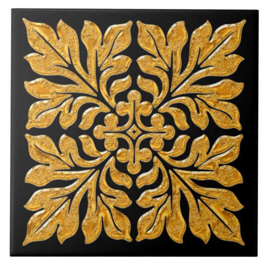 Carreau Ancien tuile anglaise brillant or brillant (Devant)