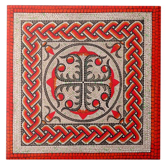 Carreau Ancienne mosaïque romaine Illustration rouge écarl (Devant)