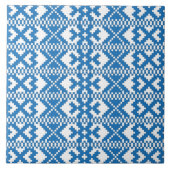 Carreau Anciens signes lettons bleu et blanc art populaire (Devant)