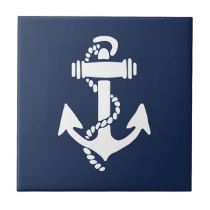 Carreau Ancre blanche et bleue Plage nautique