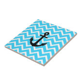 Carreau Ancre Chevron Bleu Aqua (Côté)