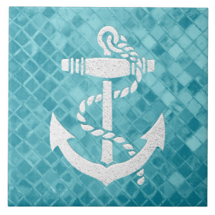 Carreau Ancre de mer sur Aqua Motif de verre de mer