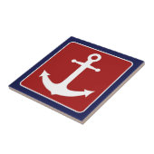 Carreau Ancre nautique - blanc et bleu rouges (Côté)