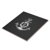 Carreau Ancre Silver Lifesaver sur fibre de carbone noire (Côté)