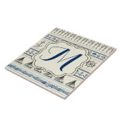 Carreau Ancre Voile Corde Nautique Monogramme Display Tile (Côté)