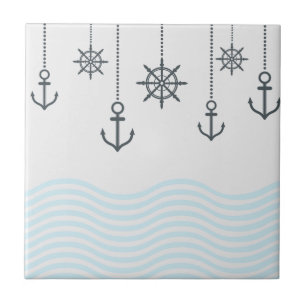 Carreau Ancres et vagues nautiques