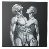 Carreau Android Union: Cyborg Couple Ceramic Tile Art (Devant)