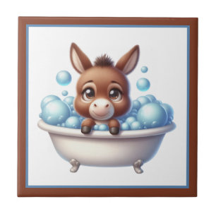 Carreau Âne mignon de salle de bain baignoire